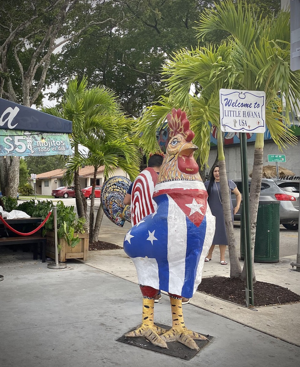 Welcome sign on Calle Ocho in Little Havana, Miami, Florida